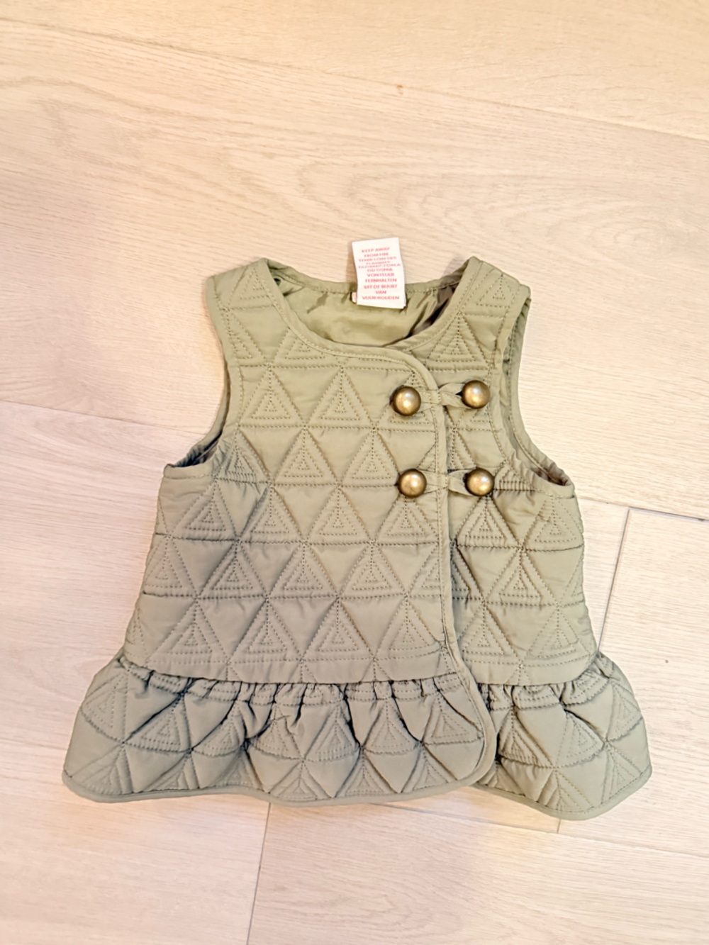 Aspen Toddler Girl Quilted Vest size 18 M Olive Green